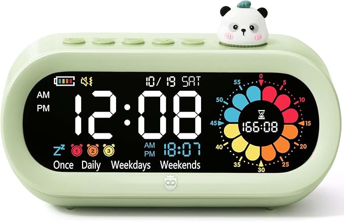 Mooking Digital Alarm Clock for Bedroom, Visual Timer for Kids, 199 Minute Rechargeable Digital Clock with Timers for Home School Supplies Study Teaching Time Timer Management Tool Countdown Timers