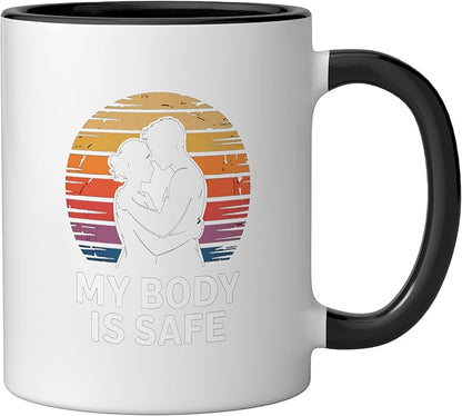 Breathing Relaxation Stress Relief Vagus Nerve Stimulation Ceramic Mug, Black/White