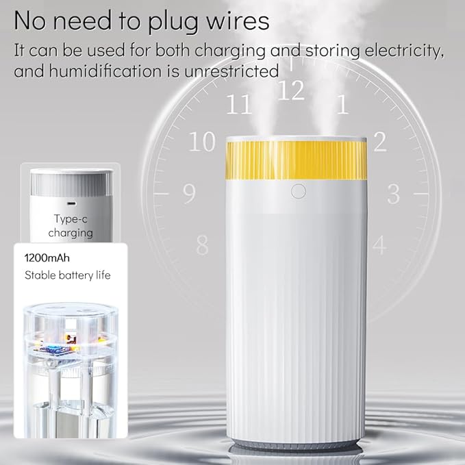 HomeBeyond Portable Mist Humidifier for Bedroom, 1.1L USB Charging and Plug-In Dual-Use, 28dB Quiet Dual Nozzle Air Humidifier for Home Baby Nursery & Plants, 8H Auto Shut-off and Warm Night Light