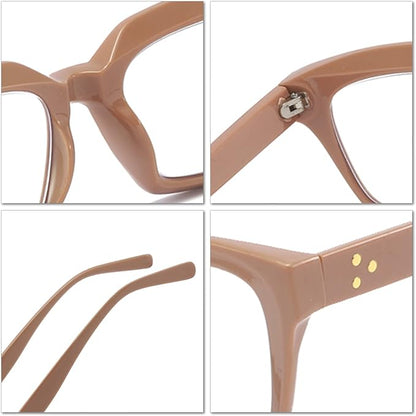 REAVEE 2 Pack Oprah Style Oversized Reading Glasses for Women Men Blue Light Blocking, Ladies Stylish RetroSquare Large Computer Readers (Red/Coffee 2.25x)