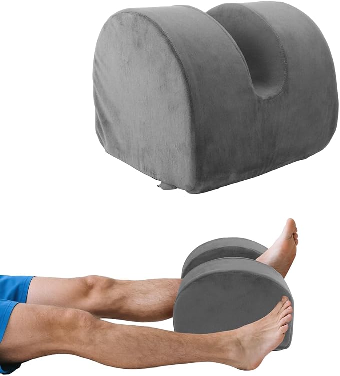 Knee Recovery Pillow for Post-Surgery with Memory Foam, Orthopedic Leg Positioning Pillow, Knees Support & Elevation Pillows, Ideal for Knee Replacement Recovery, Injury and Rest (Gray)