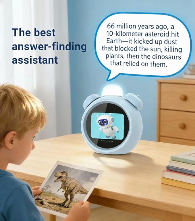 AI Kids Alam Cleck with Voice Control, Children's Focus Ready to Rise Sleep Trainer, AI Assistant Smart Cleck, Sound Machine OK to Wake for Toddlers Kids, Digital Partner for Girls Boys