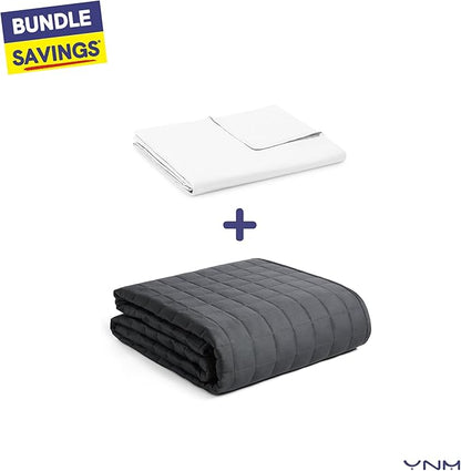 YnM Cotton Duvet Cover for Weighted Blankets (White, 36''x48'')