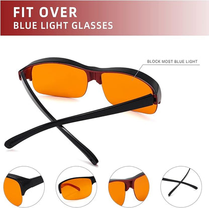 Eyekepper 100% Anti-Blue Light Blocking Fitover Glasses Wear Over Computer Glasses With Amber Lens