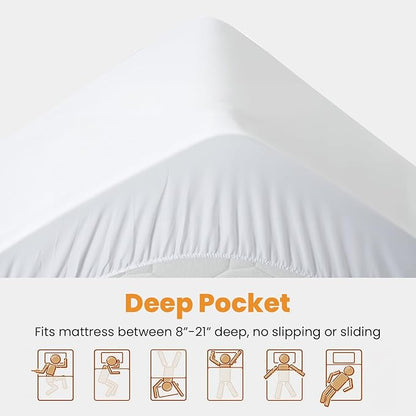 MATBEBY California King Mattress Pad - Cooling Breathable Mattress Topper, Quilted Fitted Mattress Protector, Pillow Top Mattress Cover with 8-21" Deep Pocket, Soft, Machine Washable, White, Cal King
