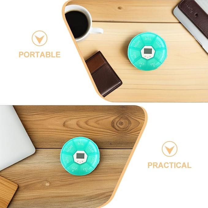 2pcs Pill Box with Alarm: Daily Medication Organizer with Alarm Reminder - 7-Grid Pocket-Sized Automatic Pill Holder for Daily Use & Travel
