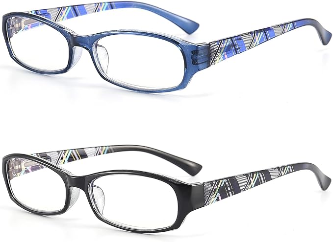 Reading Glasses for Women with Spring hinges 1.75 Rectangulart Computer Readers with Blue Light Protection and Case