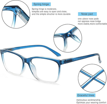 Henotin 4 Pack Ladies Reading Glasses Blue Light Blocking Spring Hinge Readers Anti Eyestrain Computer Eyeglasses (Mix Color, 2.0)