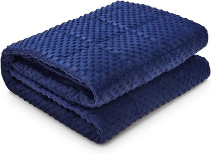 TONGDADA Minky Weighted Blanket | 40''x60'',7lbs | Cozy and Soft Minky Weighted Throw Blanket | Luxury Velvet with Premium Glass Beads | Navy Minky