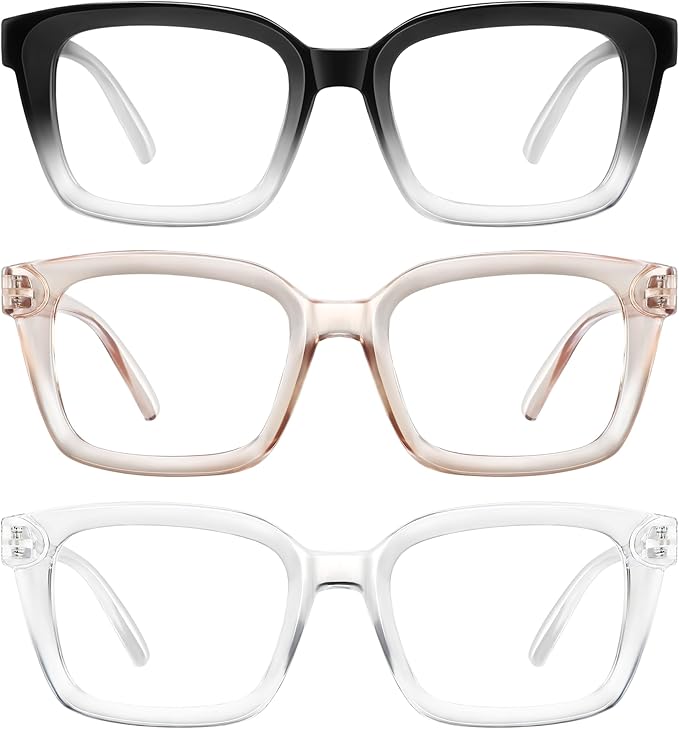 XVXV Reading Glasses for Women Men - Blue Light Blocking Readers Oversize Oprah Square Anti Glare/Eyestrain Spring Hinge