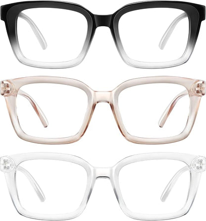 XVXV Reading Glasses for Women Men - Blue Light Blocking Readers Oversize Oprah Square Anti Glare/Eyestrain Spring Hinge