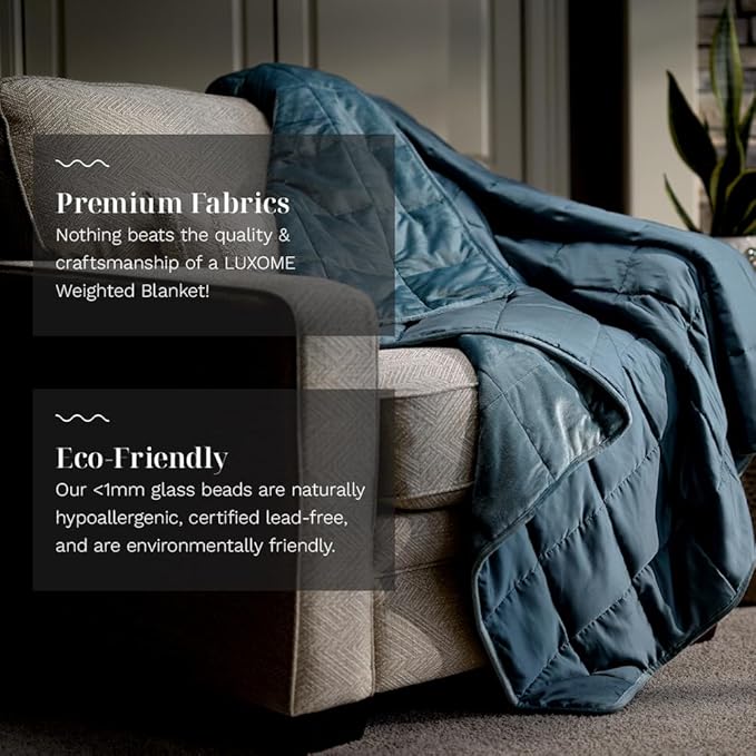 LUXOME Queen Size Weighted Blanket | Integrated Cooling & Plush Cover | 18 lbs | 60"x80" | Ocean