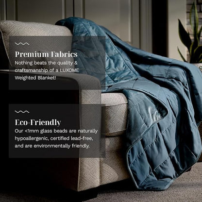 LUXOME Queen Size Weighted Blanket | Integrated Cooling & Plush Cover | 18 lbs | 60"x80" | Ocean