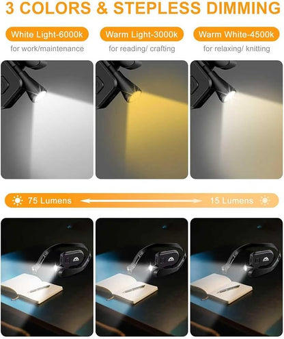 Minsk Neck Light, 360° Flexible Neck Reading Light, Eye Caring 3 Color Stepless Dimming Brightness Book Light, Lightweight Book Reading Light, Neck Light for Reading, Book Lovers Gifts