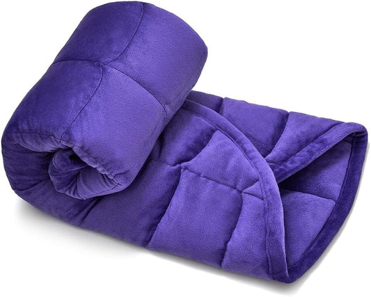 TONGDADA Weighted Lap Blanket 7lbs for Adult,Perfect for Relaxation, Lounging, Napping, Sleeping & Travel,Luxury Minky Weighted Body Blanket,Weighted Throw Blanket-Violet Minky, 29" x 24"