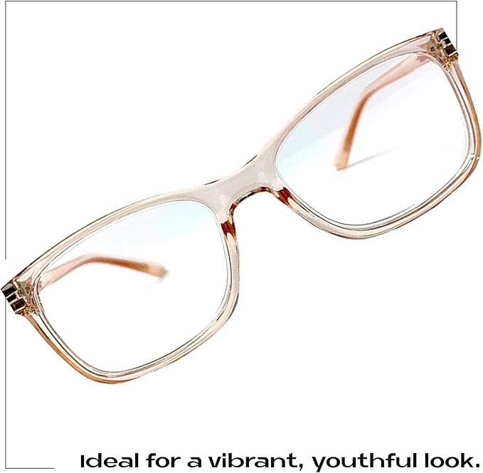 Readerest Blue Light Blocking Glasses – Thin Reflective Lens, Anti-Glare Computer Eyeglasses, UV Protection, Eye Strain Relief (Peach, 0.0 Magnification)