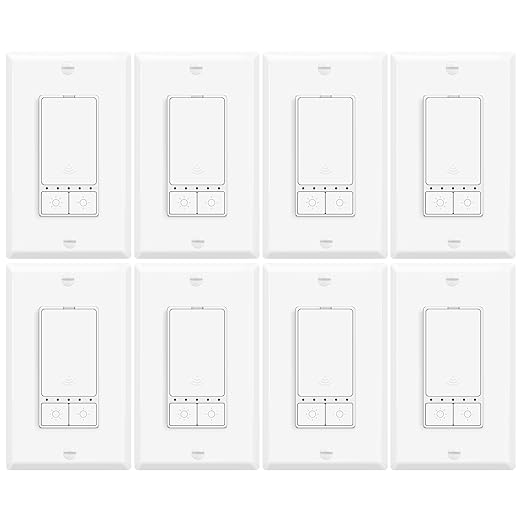 8 Pack Smart LED Dimmer Switch, Single Pole, Neutral Wire Required, Works with Alexa & Google Home, 2.4GHz WiFi Switch No Hub Needed, 150W Max LED/CFL 600W Max Incandescent, ETL/FCC Certified, White