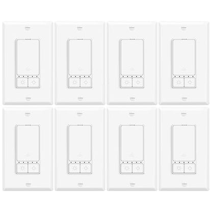 8 Pack Smart LED Dimmer Switch, Single Pole, Neutral Wire Required, Works with Alexa & Google Home, 2.4GHz WiFi Switch No Hub Needed, 150W Max LED/CFL 600W Max Incandescent, ETL/FCC Certified, White