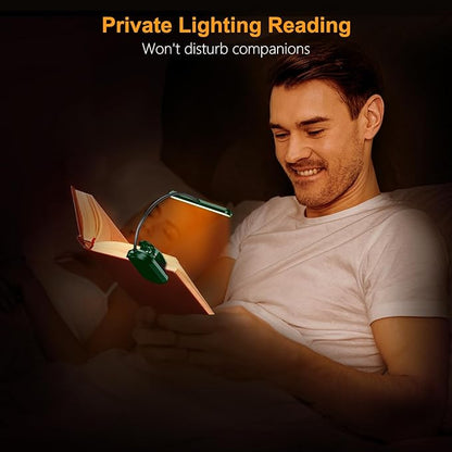 Gritin Rechargeable Book Light for Reading in Bed with 19 LED &Memory Function-Eye Caring 3 Color Temperatures,5 Brightness Levels,90 Hrs Runtime Flexible Goose Neck Clip on Light-Dark Green