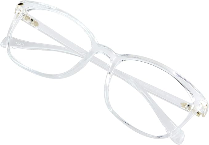 VisionGlobal Blue Light Blocking Glasses for Women, Anti Eyestrain, Computer Reading, TV Glasses, Stylish Square Frame, Anti Glare(Clear,4.75 Magnification)