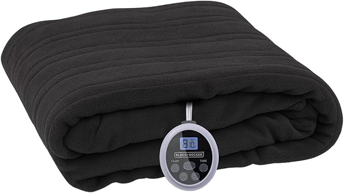 BLACK+DECKER Heated Blanket Electric Twin, Micro Plush Electric Blanket, Heating Blanket with 10 Heating Levels, 10H Timer, Auto Shutoff, Fast Heating (84x90 inches, Black)