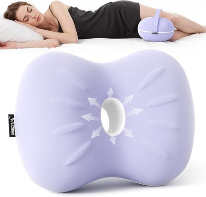 Knee Pillow for Side Sleepers - Cooling Pillows Between Legs for Side Sleeping - Large Memory Foam Knee Pillows for Hip Pain & Spine Alignment (Soft Purple)
