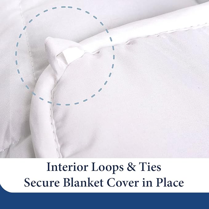 Cosy House Collection Adult Weighted Blanket (60" x 80", 15 Lbs) & 100% Rayon Derived from Bamboo Removable Cover - Queen Size Heavy Blanket with Premium Glass Beads - White