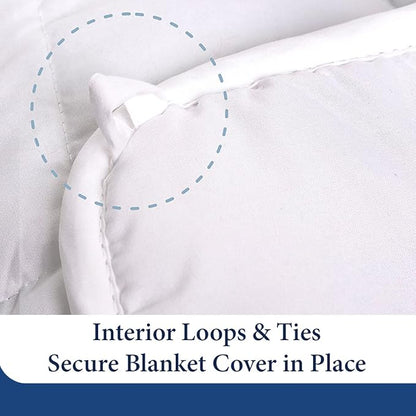 Cosy House Collection Adult Weighted Blanket (60" x 80", 15 Lbs) & 100% Rayon Derived from Bamboo Removable Cover - Queen Size Heavy Blanket with Premium Glass Beads - White