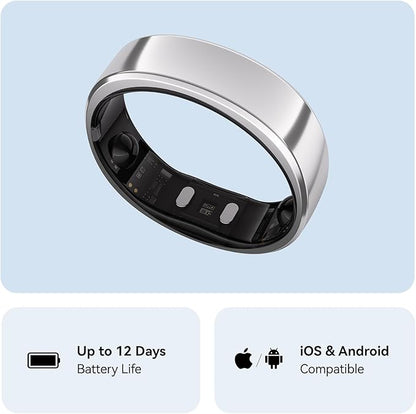 RingConn Gen 2, World’s First Smart Ring with Sleep Apnea Monitoring, No APP Subscription, 12-Day Battery Life, Stress/Heart Rate/Women's Health Tracker, Android & iOS Compatible (Silver, Size 9)
