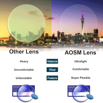 AOSM Blue Light Glasses for Men & Women,Gaming glasses Anti-Glare UV400 Protection,Blue Light Blocking to Relieve Eye Strain