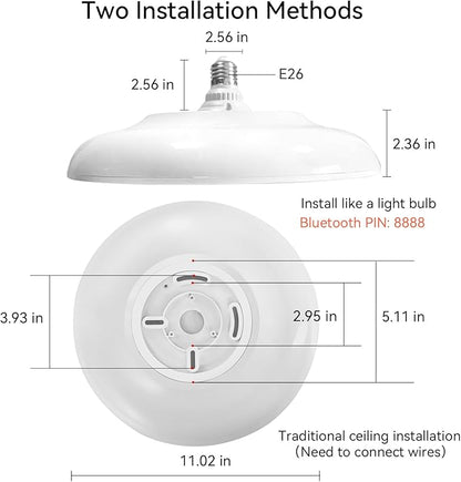 Smart Waterproof LED Flush Mount Ceiling Light Fixture,with Bluetooth Speaker,11 Inch,18 watt,Dimmable Music Lamp,RGB Color Changing Light with Remote Control,for Bathroom,Shower,Bedroom