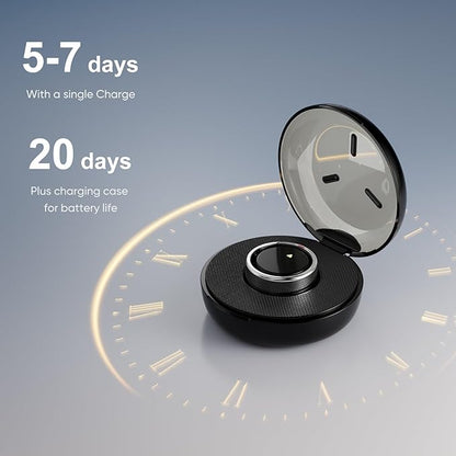Smart Ring for Women Men- Sleep/Fitness/Stress/Heart Rate Tracker- Menstrual Records - 7 Days Battery Life - Wireless Charging - No APP Subscription - iOS & Android Compatible (Silver, Size 11)