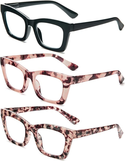 REAVEE Oprah Style Reading Glasses for Women, Blue Light Blocking Stylish Oversized Computer Readers Spring Hinge