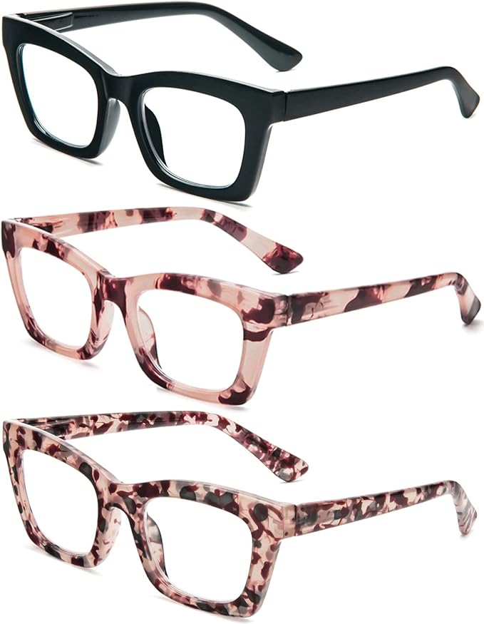 REAVEE Oprah Style Reading Glasses for Women, Blue Light Blocking Stylish Oversized Computer Readers Spring Hinge