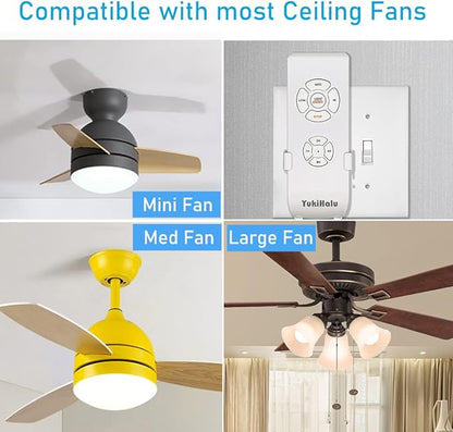 YukiHalu Ceiling Fan Remote Control Kit, Universal and Compact Size, Fan Speeds and Timings Control, Comply with UL1917