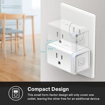 Kasa Smart Plug Mini 15A, Apple HomeKit Supported, Smart Outlet Works with Siri, Alexa & Google Home, UL Certified, App Control, Scheduling, Timer, 2.4G WiFi Only, 4 Count (Pack of 1) (EP25P4), White