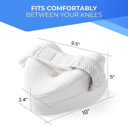 Memory Foam Knee Pillow for Side Sleepers Hip Pain with Adjustable Strap - Between Leg Pillow for Side Sleeping - Sciatica Pain Relief Support for Back, Knees, Joints, and Spine Alignment Cushion