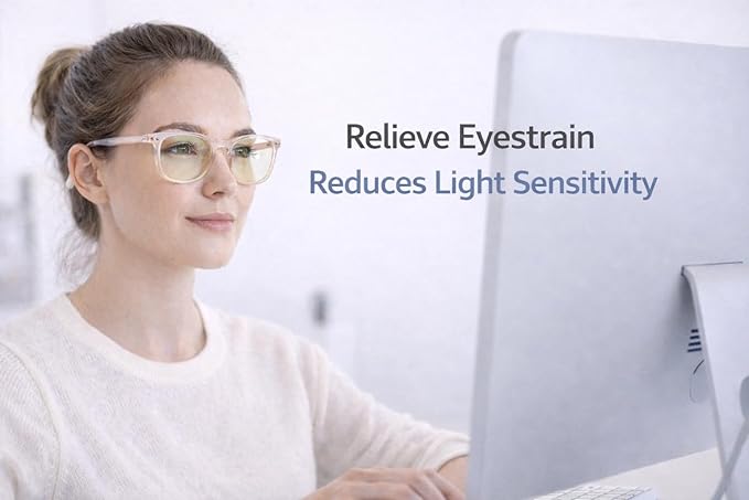 Vyzia Blue Light Blocking Glasses for Women and Men - Anti-Glare Eye Protection Eyewear, Reduces Eyestrain and UV Glare - Lightweight, Stylish, Comfortable for Day and Night Use