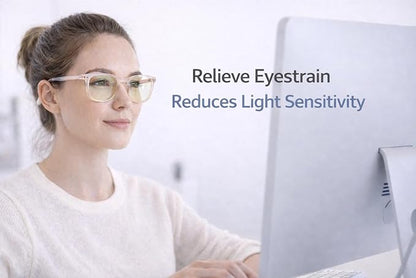 Vyzia Blue Light Blocking Glasses for Women and Men - Anti-Glare Eye Protection Eyewear, Reduces Eyestrain and UV Glare - Lightweight, Stylish, Comfortable for Day and Night Use