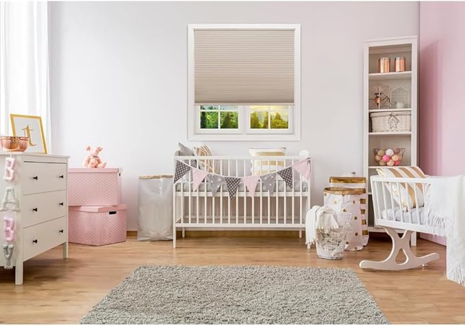 Redi Shade No Tools Easy Lift Trim-at-Home Cordless Cellular Blackout Fabric Shade Natural, 30" W x 64" L, (Fits windows 19"- 30")