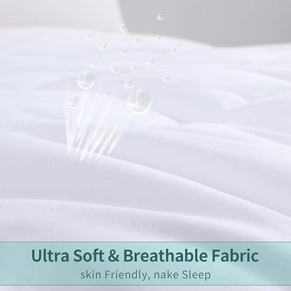 HOMBYS Oversized King Comforter 120x98, Lightweight Quilted Down Alternative Duvet Insert for All Season,White,8 Corner Tabs