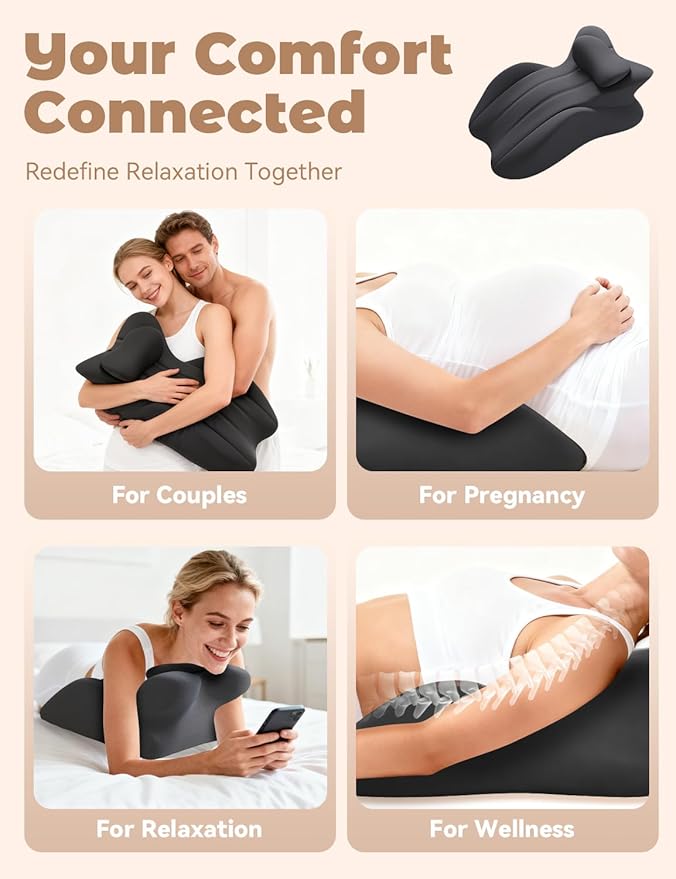 Moodie Pillow, Couples Pillow for Intimacy 27 Degree = Just The Right Lift, Ergonomic Memory Foam Intimacy Comfort Pillow Hip & Back Support, All Perfect Position Easily Postures Wedge Pillow (Gray)