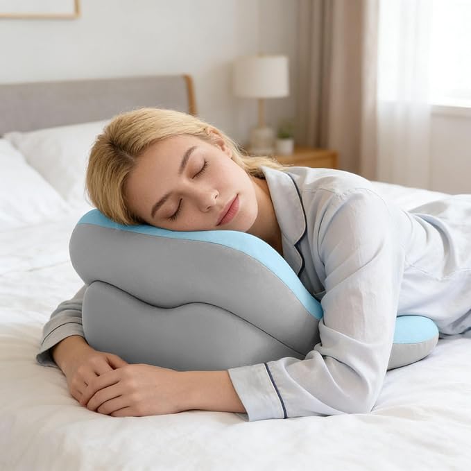 Ergonomic Reading & Back Pillow with S-Curve Design | Adjustable Memory Foam Support for Bed, Sofa & Floor | Ideal for Reading, Nursing, Meditation & headboard Pillow (Blue) (Blue)