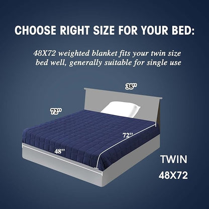 yescool Weighted Blanket for Adults (17 lbs, 48" x 72", Blue) Cooling Heavy Blanket for Sleeping Perfect for 160-180 lbs, Twin Size Breathable Blanket with Premium Glass Bead, Machine Washable