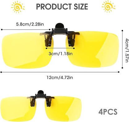 Clip on Polarized Night Vision Driving Glasses Flip up Sunglasses UV-400 to Wear Over Glasses for Night Driving