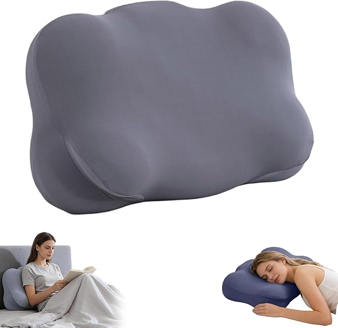 Ergonomic Adjustable Cervical Memory Foam Pillow - Cloud-Like Support, Breathable Cooling Pillowcase, Orthopedic Neck Pain Relief for Side/Back/Stomach Sleepers Home, Bedroom & Travel (Gray)