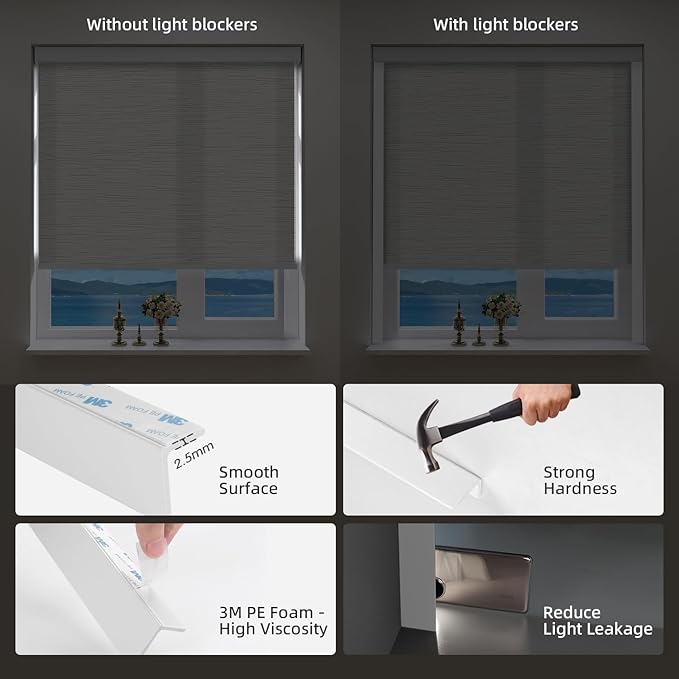 ZSTARR Motorized Smart Light Filtering Blind for Window with Remote Control, Automatic Blackout Roller Shade Customizable Size,with Valance Child Safety Rechargeable Battery Blinds (Light Beige)