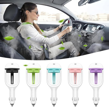 Car Mini Humidifier, Auto Shut-Off 180-Degree Rotation Small Vehicle Purifier Diffuser for Travel, Portable Plug-in Compact Automotive Air Humidifier, Universal for Most Vehicles (Blue)
