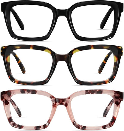 XVXV Reading Glasses for Women Men - Blue Light Blocking Readers Oversize Oprah Square Anti Glare/Eyestrain Spring Hinge
