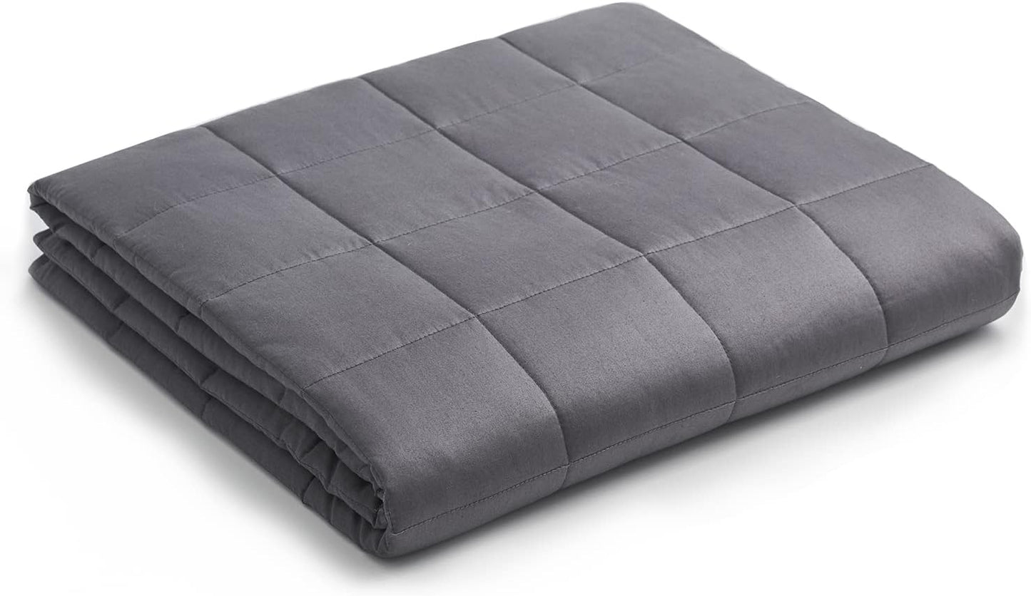 YnM Weighted Blanket — Heavy 100 Percent Oeko-Tex Certified Cotton Material with Premium Glass Beads (Dark Grey, 60''x80'' 17lbs), Suit for One Person(~160lb) Use on Queen/King Bed